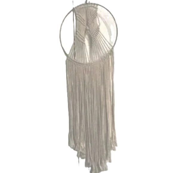 MACRAME Dreamcatcher Wall Hanging Decor Metal Ring Bead Accent 28 x 10 inches - Picture 1 of 9